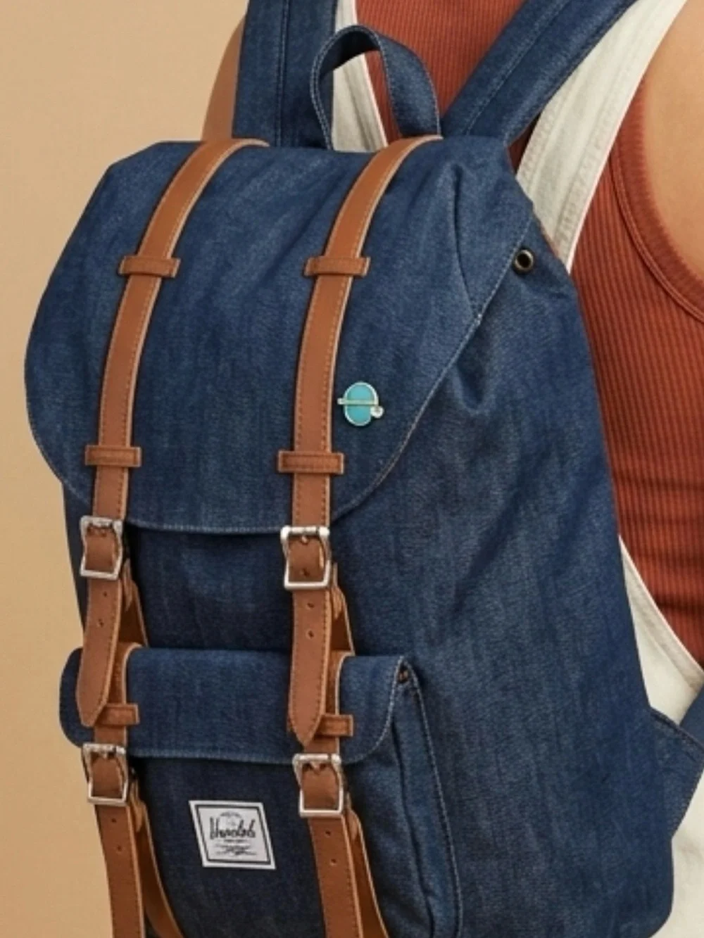 Herschel Supply Company Navy Backpack with Brown Straps